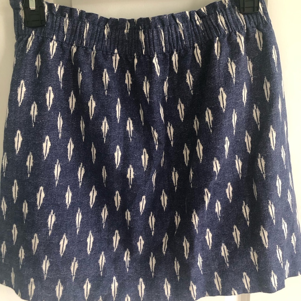 J Crew paper bag linen A-line skirt navy cream design color size 10